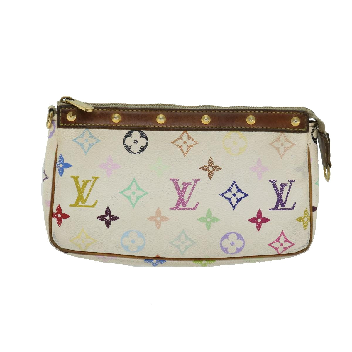 LOUIS VUITTON Multicolor Pochette Accessoires Pouch White M92649 LV 66409