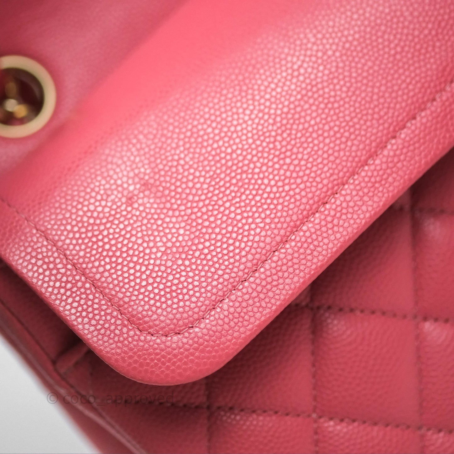 Chanel Classic M/L Medium Flap Quilted Pink Caviar Gold Hardware