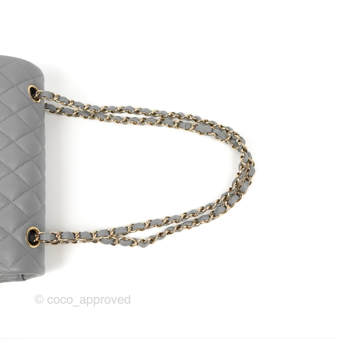 Chanel Small Classic Quilted Flap Grey Caviar Gold Hardware 20C