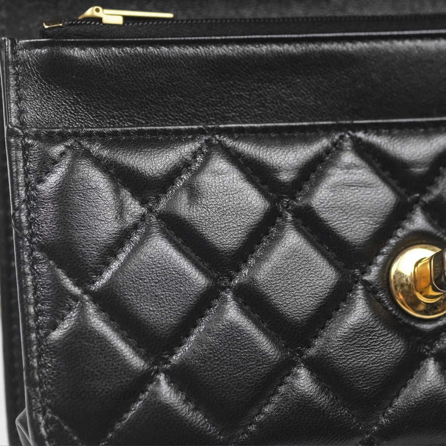 Chanel Quilted Dynasty Wallet on Chain WOC Black Shiny Lambskin Gold Hardware