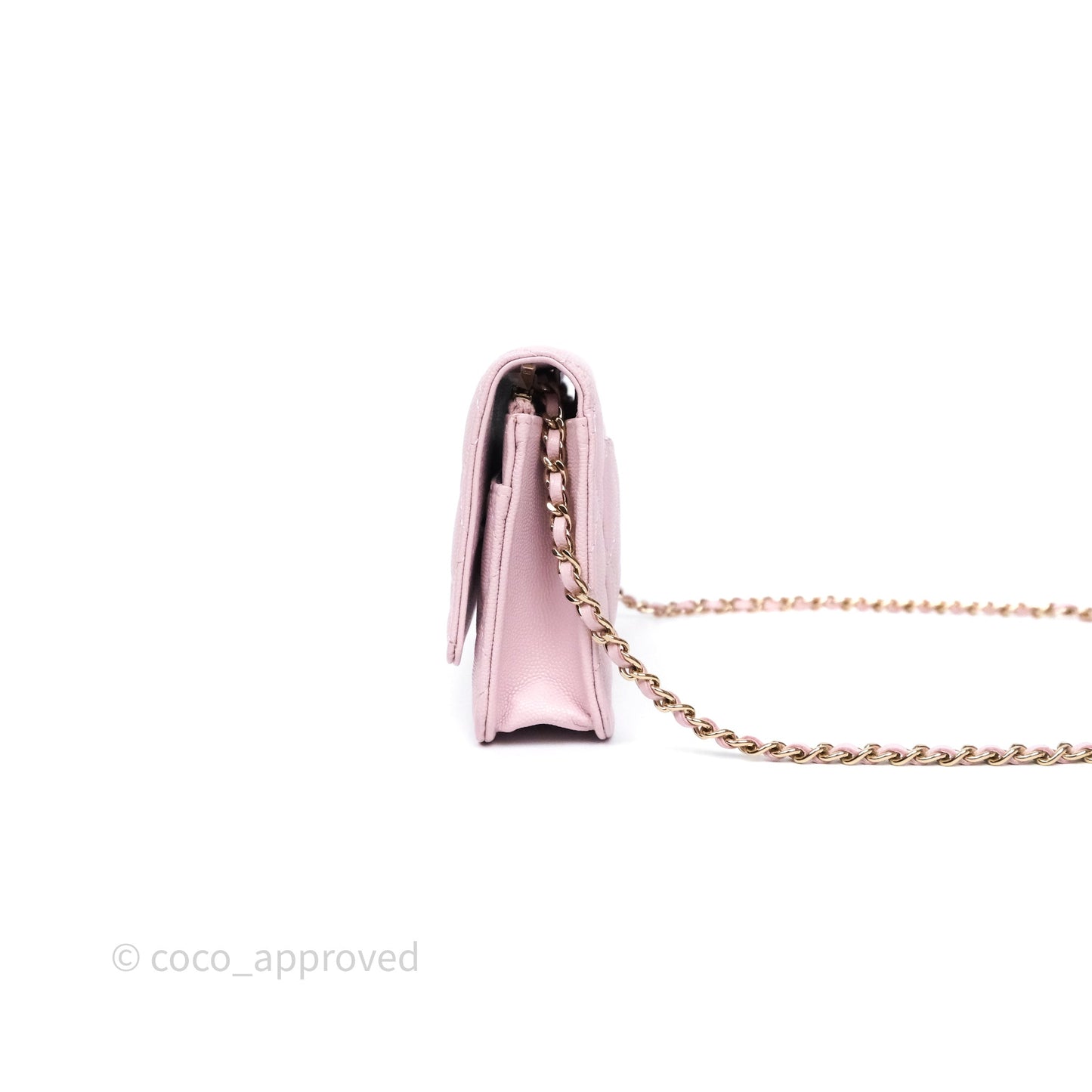 Chanel Classic Quilted Wallet On Chain WOC Pink Caviar Gold Hardware