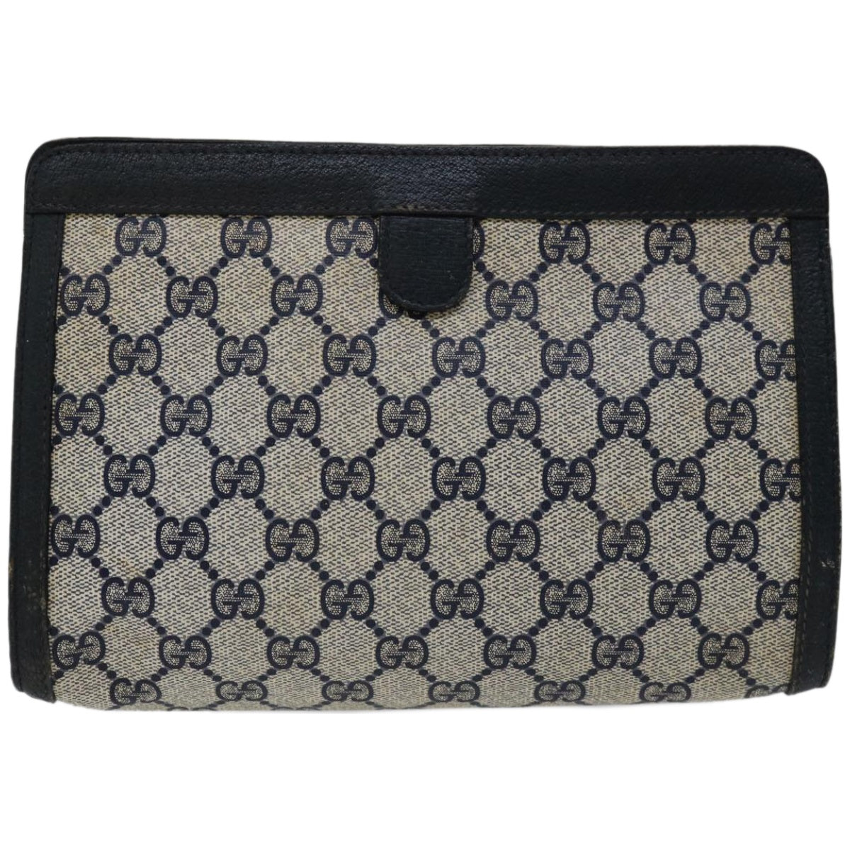GUCCI GG Supreme Sherry Line Clutch Bag PVC Navy Red 89 01 032  66429