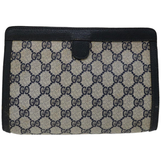 GUCCI GG Supreme Sherry Line Clutch Bag PVC Navy Red 89 01 032  66429