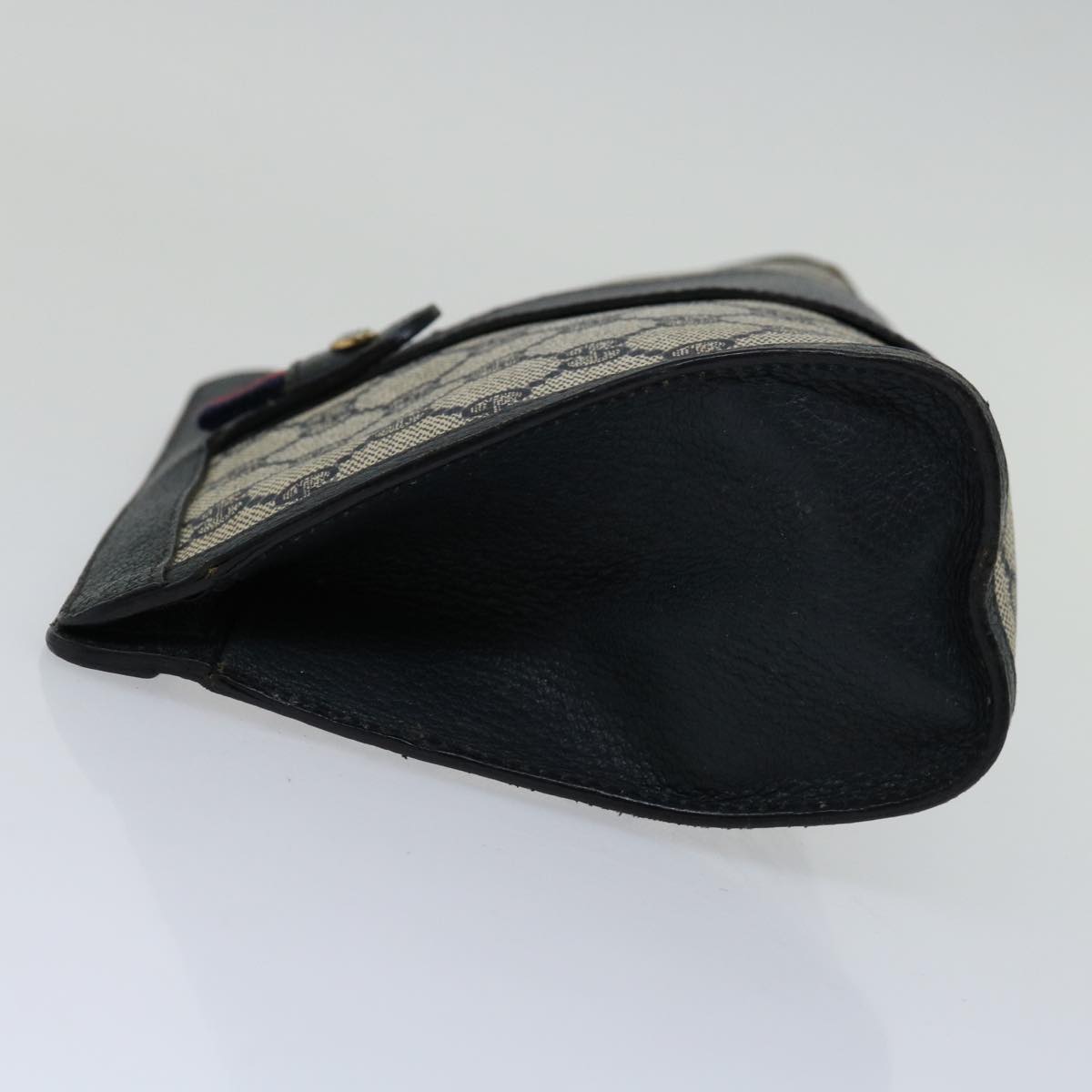 GUCCI GG Supreme Sherry Line Clutch Bag PVC Navy Red 89 01 032  66429