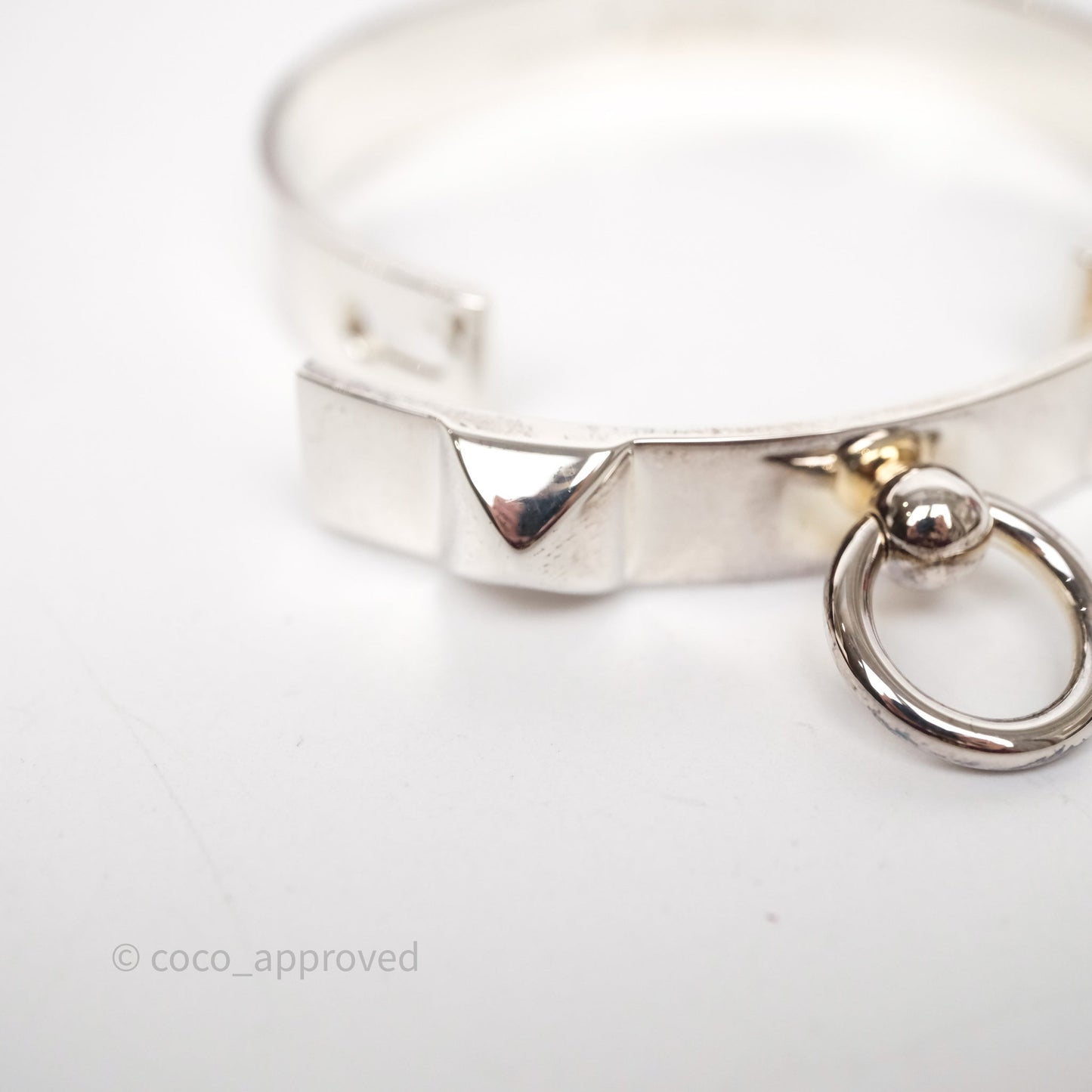 Hermes Collier de Chien Bracelet Sterling Silver Size SH
