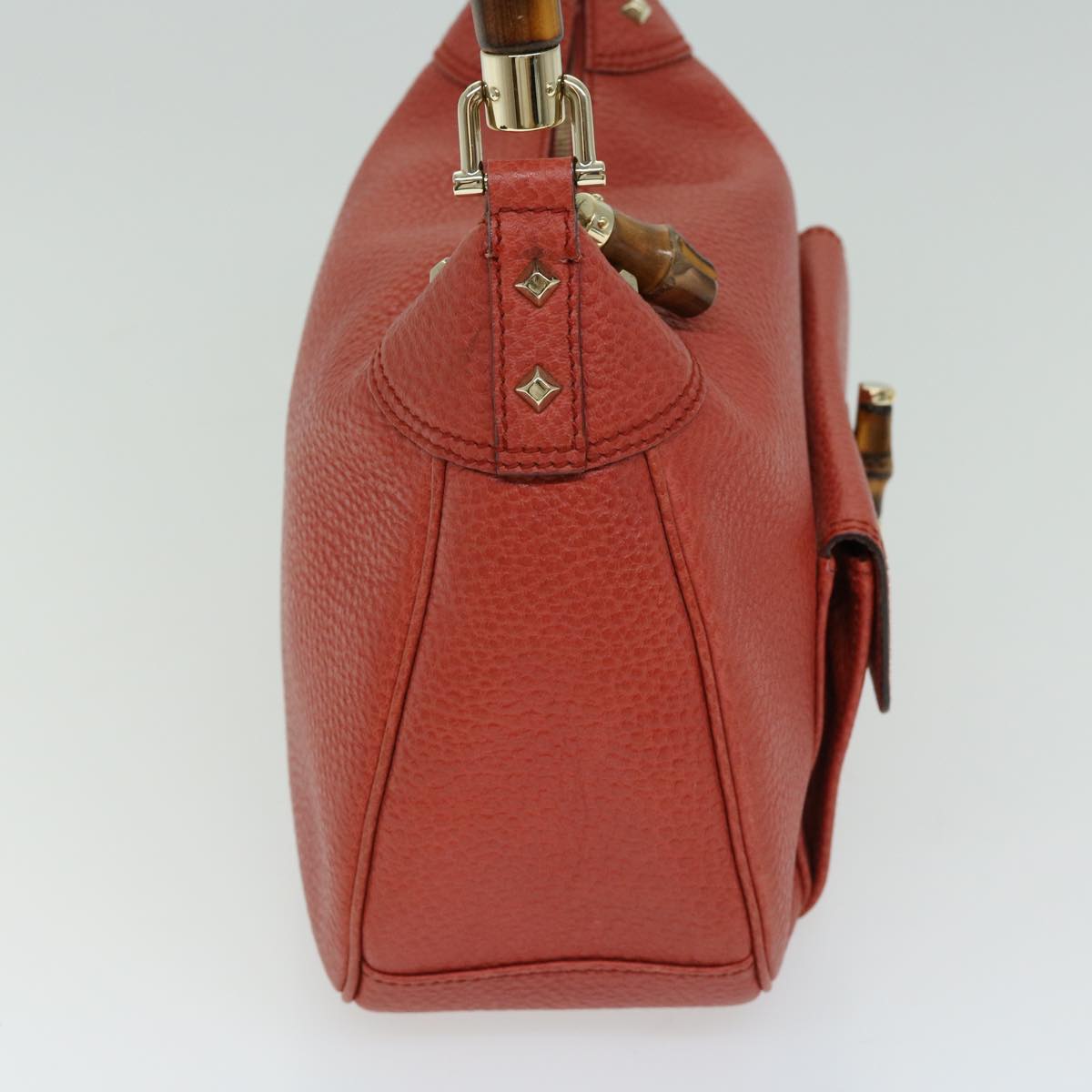 GUCCI Bamboo Shoulder Bag Leather Orange 137383  66492