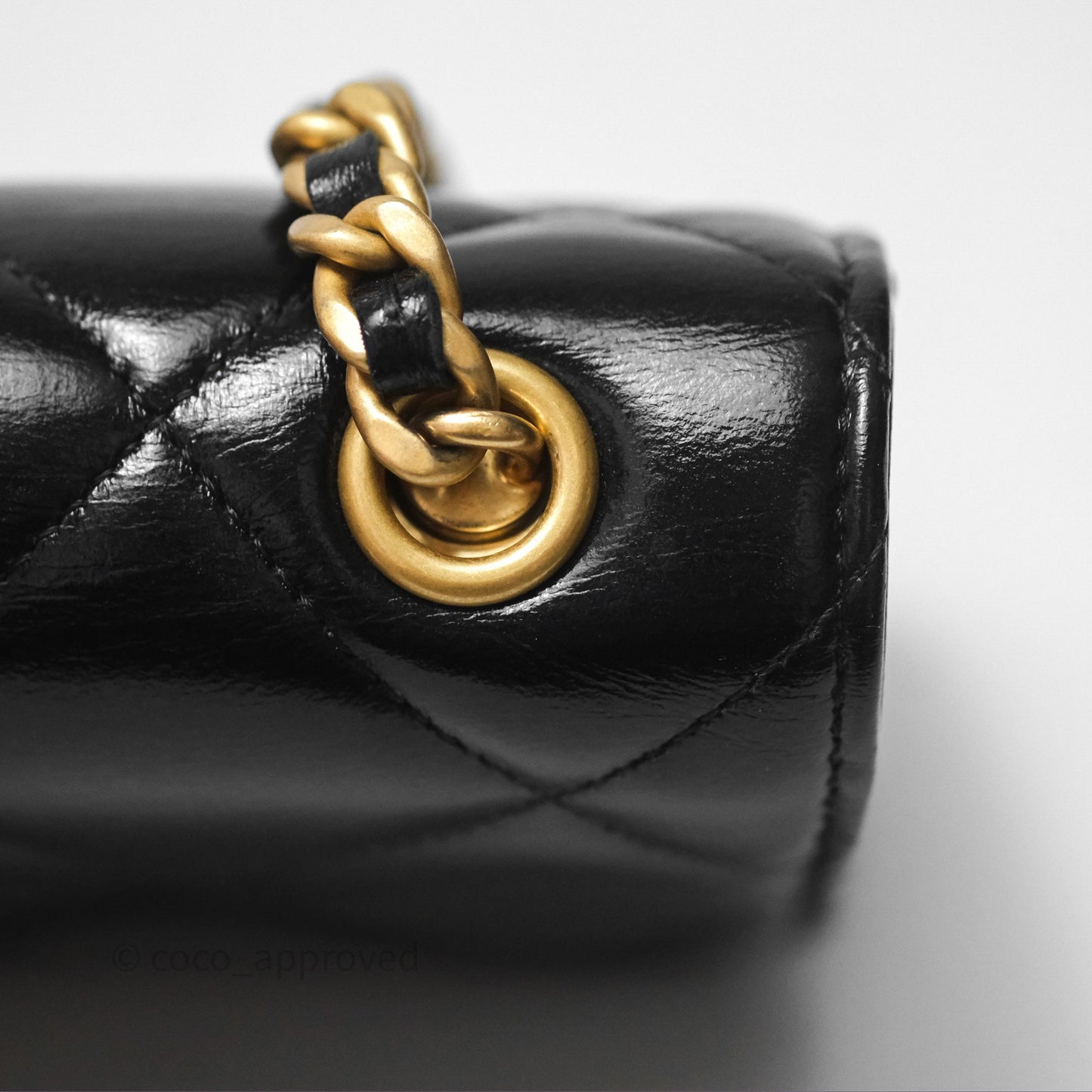 Chanel Quilted Medallion Wallet on Chain WOC Black Glossy Lambskin Gold Hardware 22K