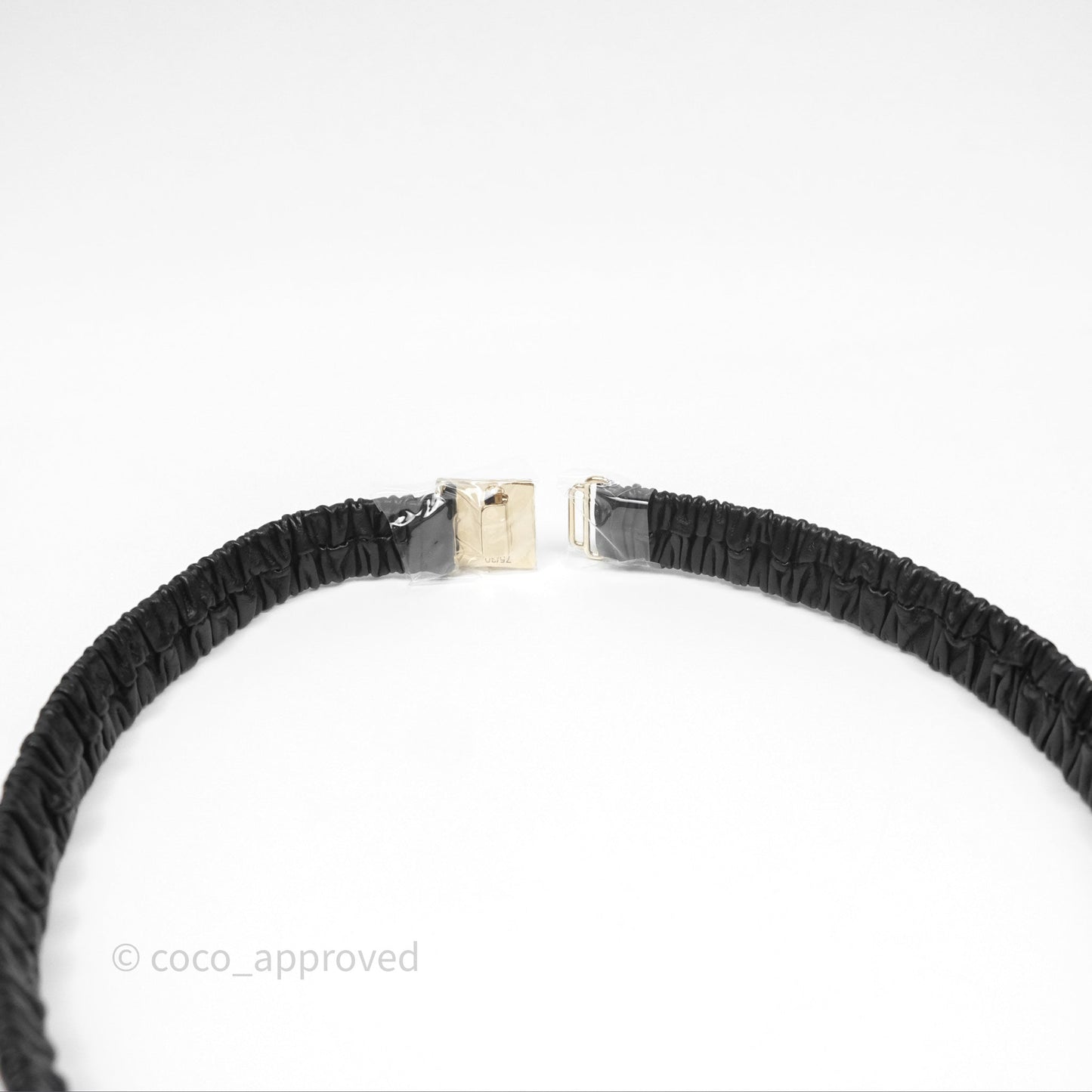 Chanel Square CC Ruched Belt Black Lambskin Gold Tone 22A