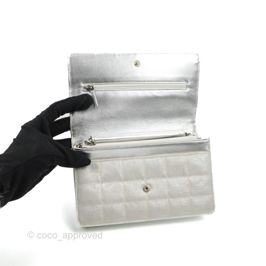 Chanel Vintage Wallet on Chain Silver Ice Cube Fabric