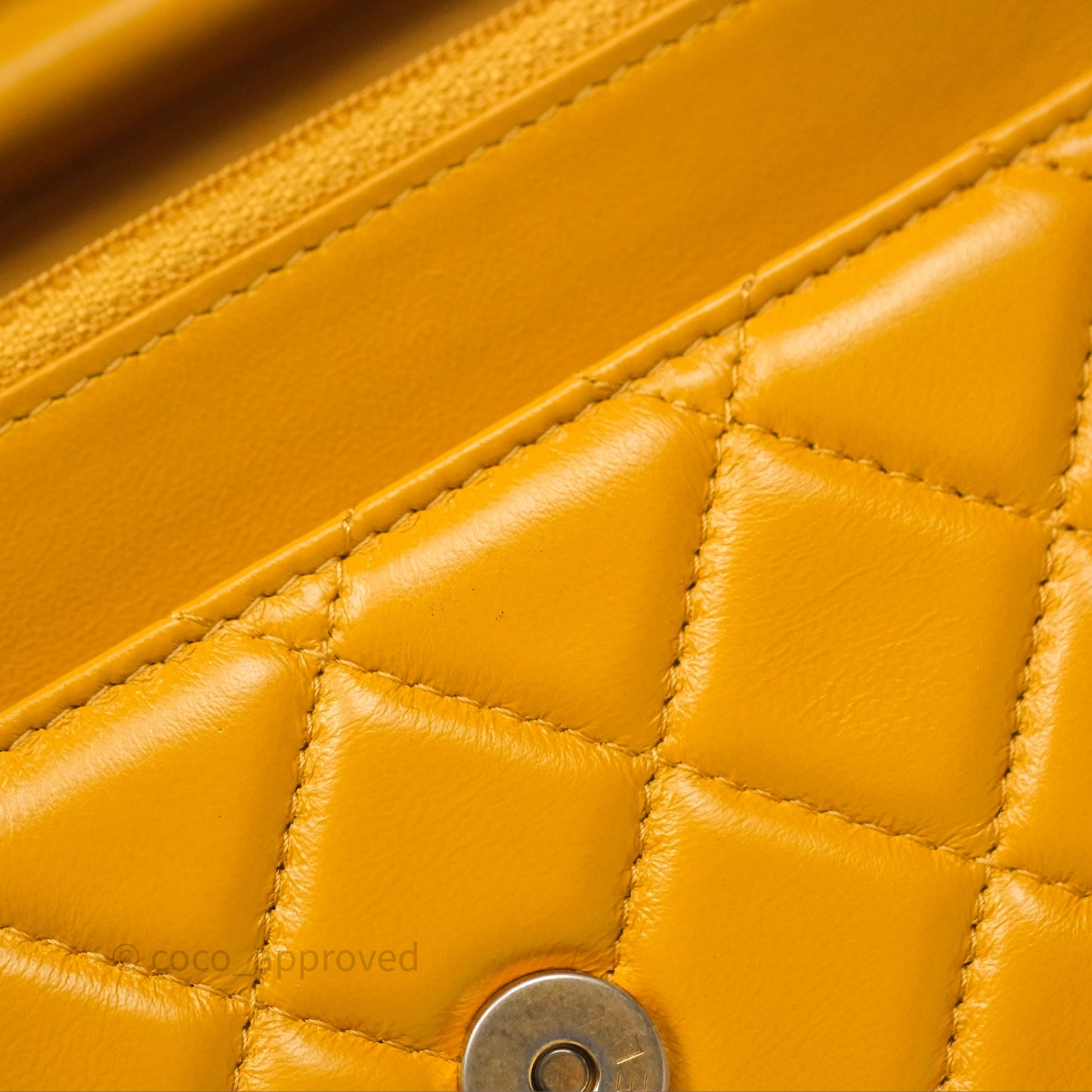 Chanel Quilted Classic Chain Around WOC Yellow Lambskin Aged Gold Hardware