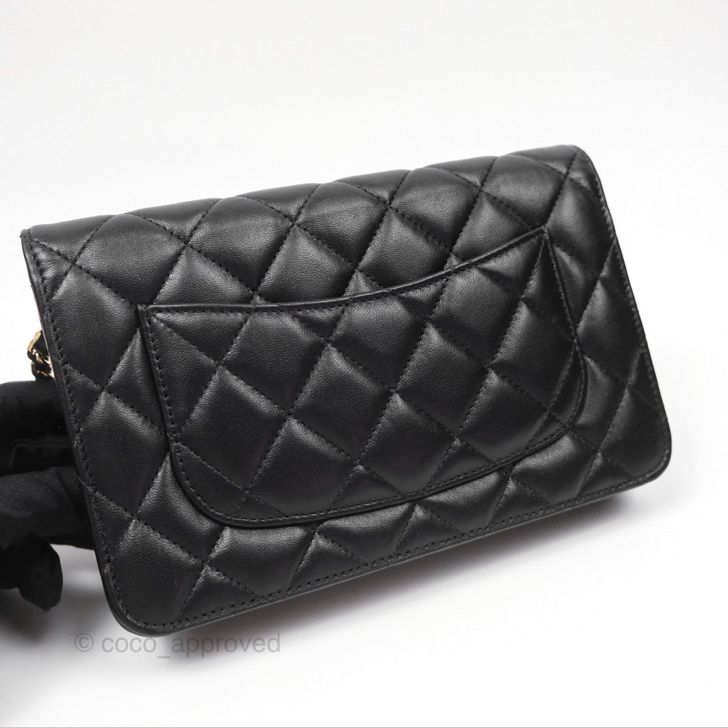 Chanel Quilted Classic Wallet on Chain WOC Black Lambskin Gold Hardware