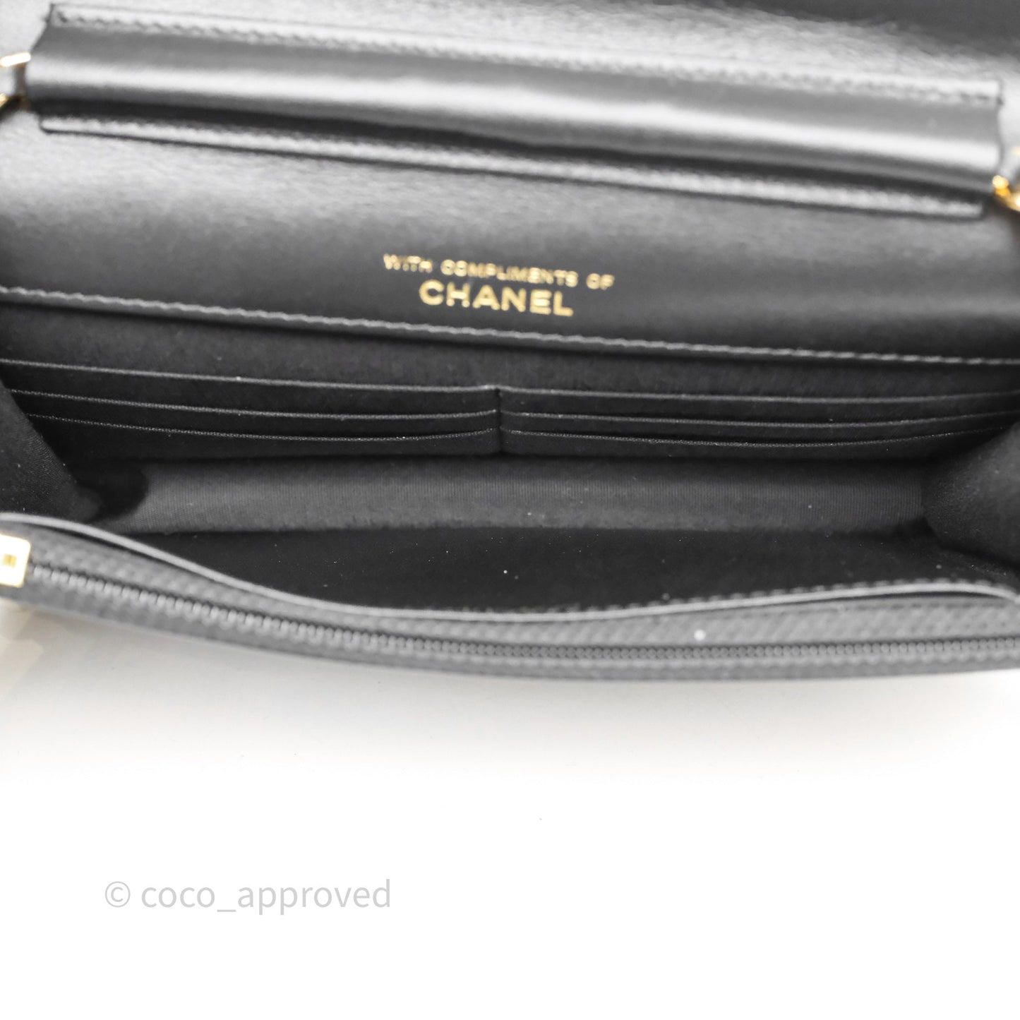 Chanel Quilted Wallet on Chain WOC Stitching Black Calfskin Gold Hardware