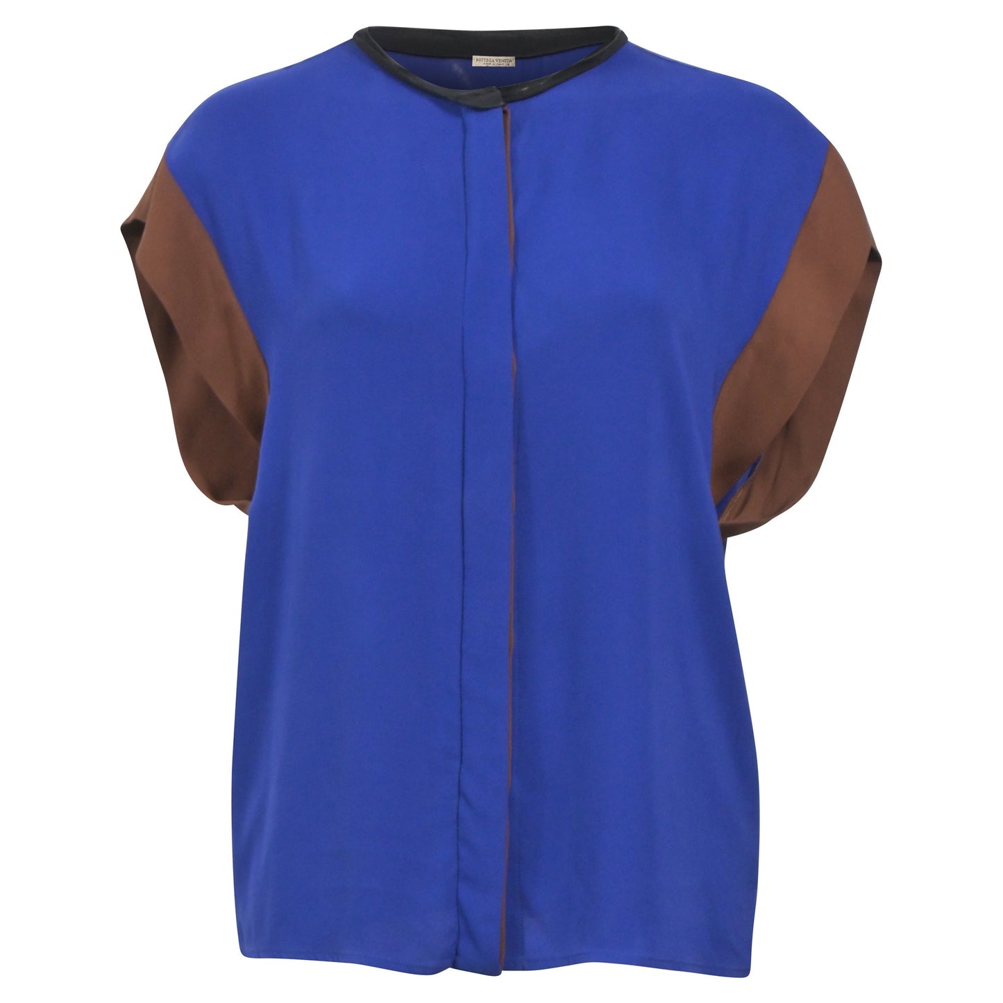 Luxury Bottega Veneta Colorblock Blouse in Blue Silk