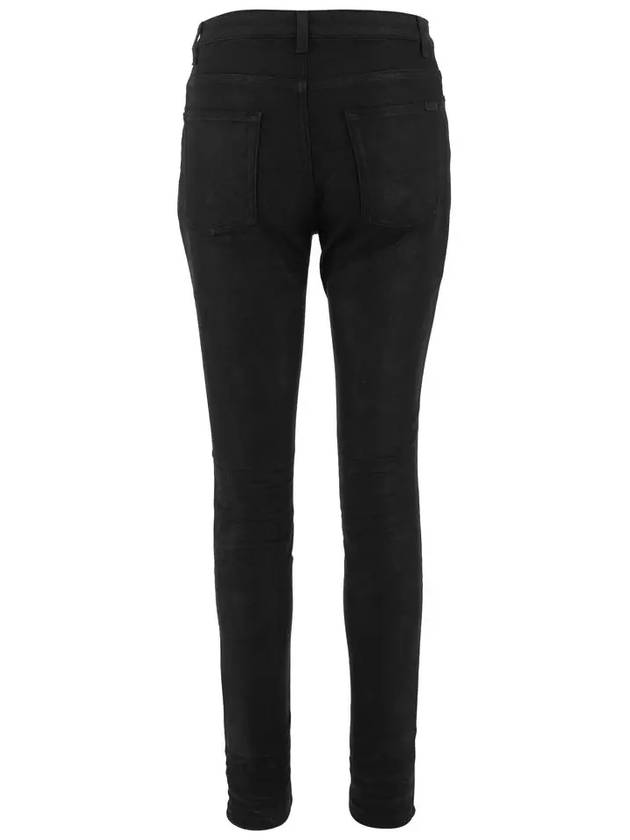 Luxury Saint Laurent Mid Rise Cotton Skinny Jeans Black