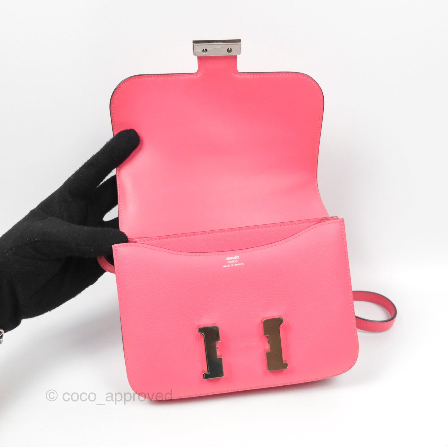 Hermès Constance Mini 18 Rose Azalee Evercolor Palladium Hardware
