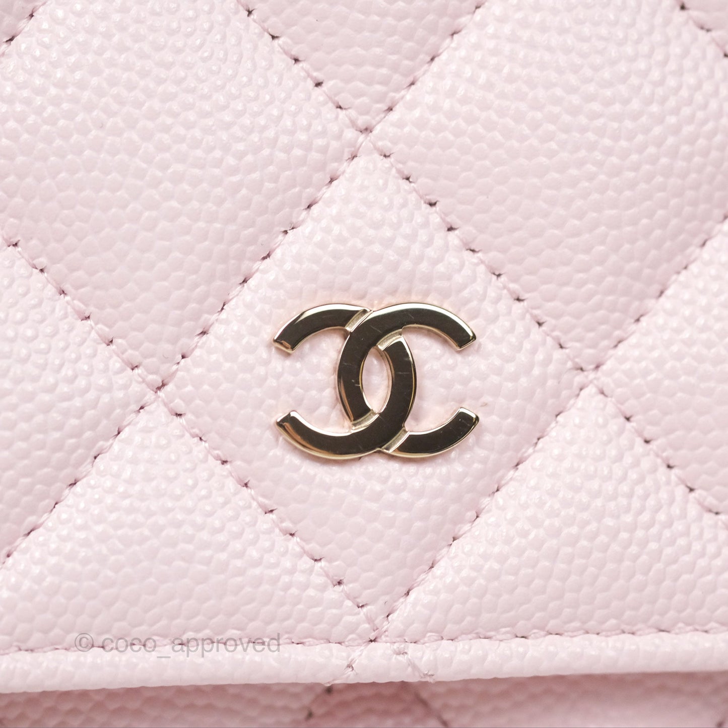 Chanel Classic Quilted Wallet On Chain WOC Sakura Pink Caviar Gold Hardware