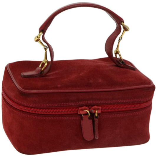 GUCCI Vanity Cosmetic Pouch Suede Red 032 1705 0141  66538