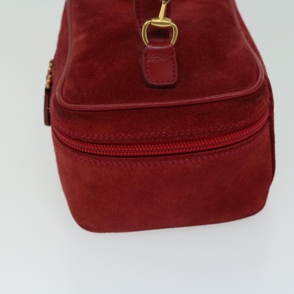 GUCCI Vanity Cosmetic Pouch Suede Red 032 1705 0141  66538