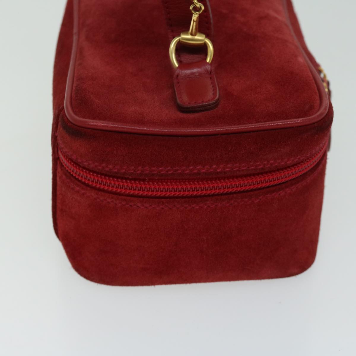 GUCCI Vanity Cosmetic Pouch Suede Red 032 1705 0141  66538
