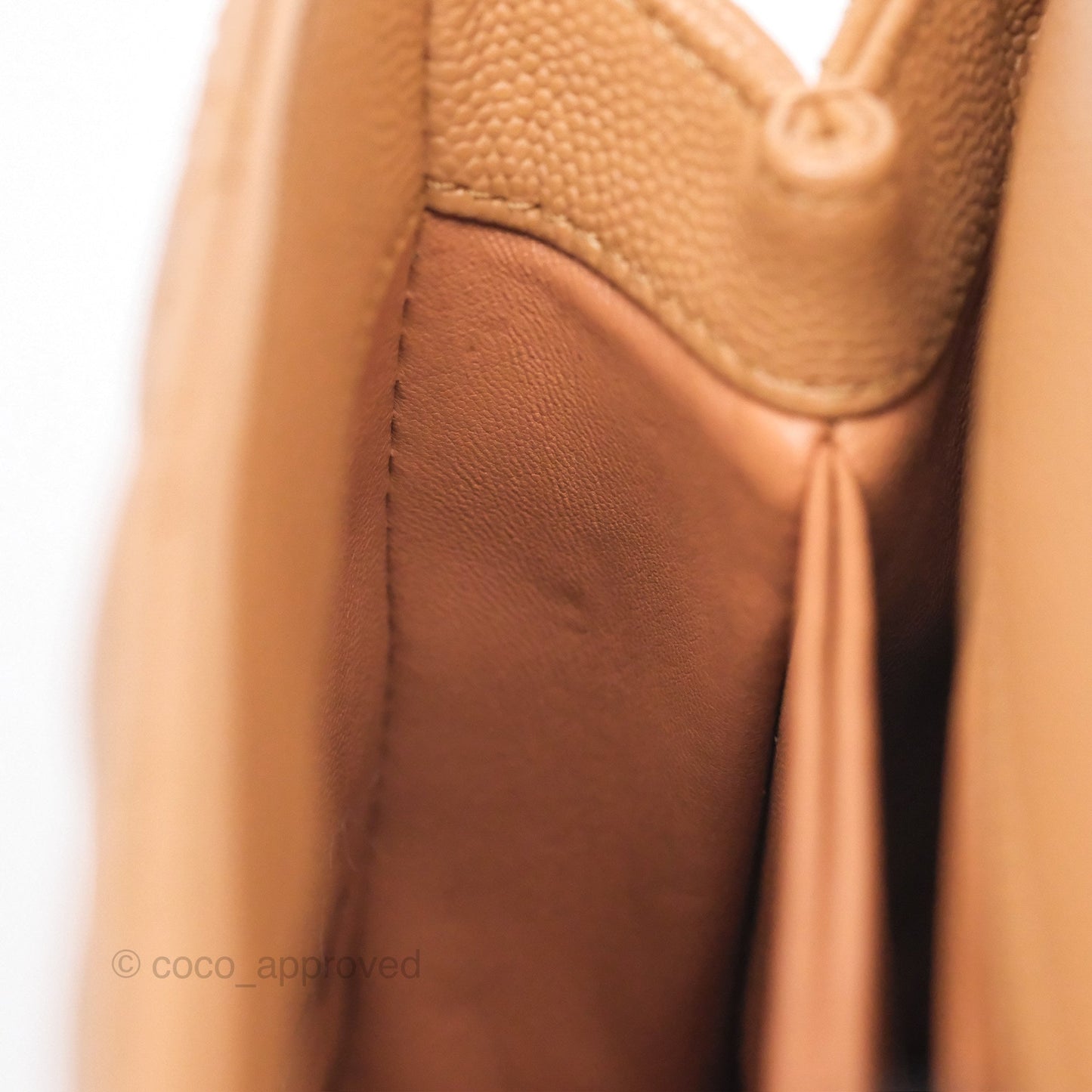 Chanel Small Coco Handle Caramel Beige Caviar Gold Hardware