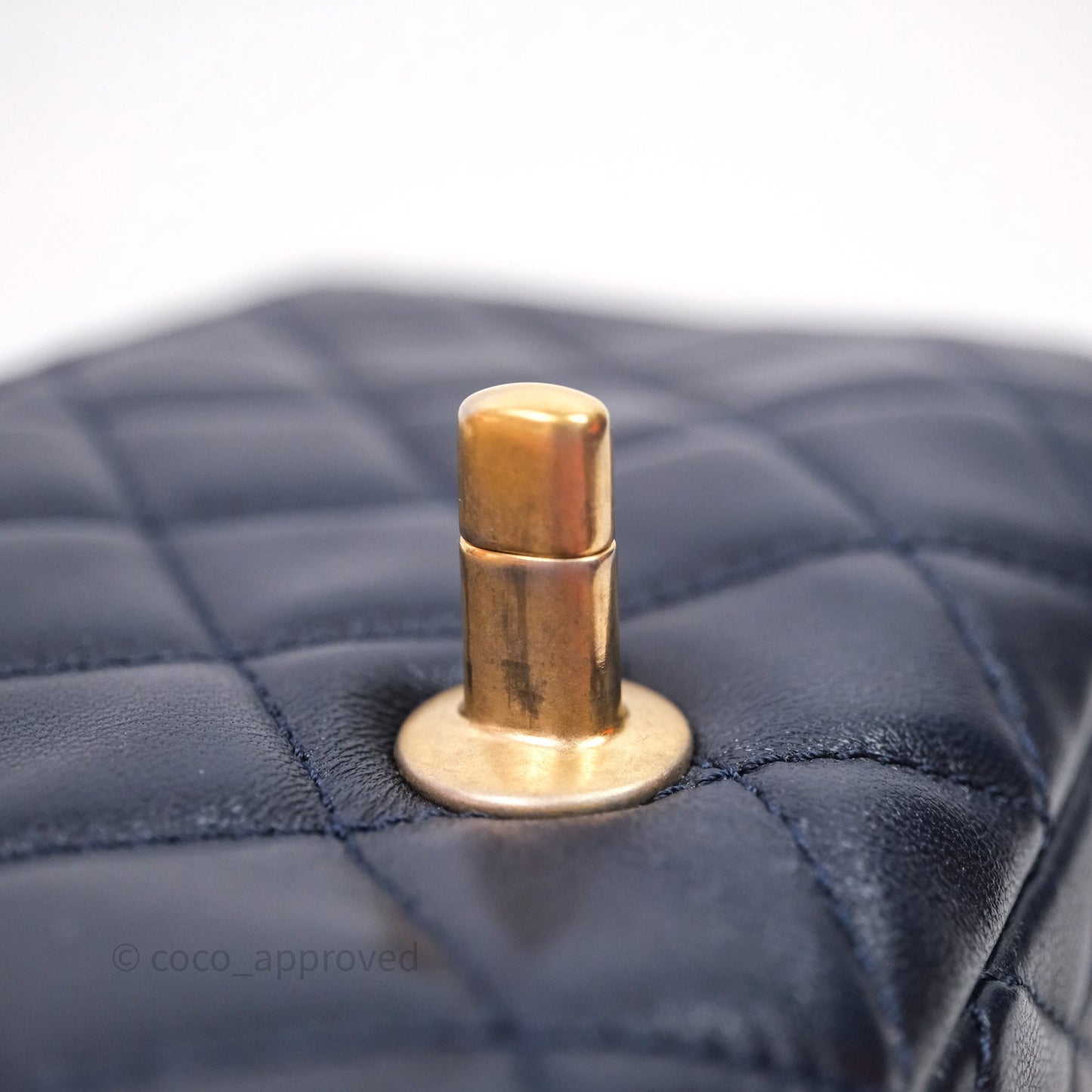 Chanel Mini Rectangular Pearl Crush Navy Lambskin Aged Gold Hardware