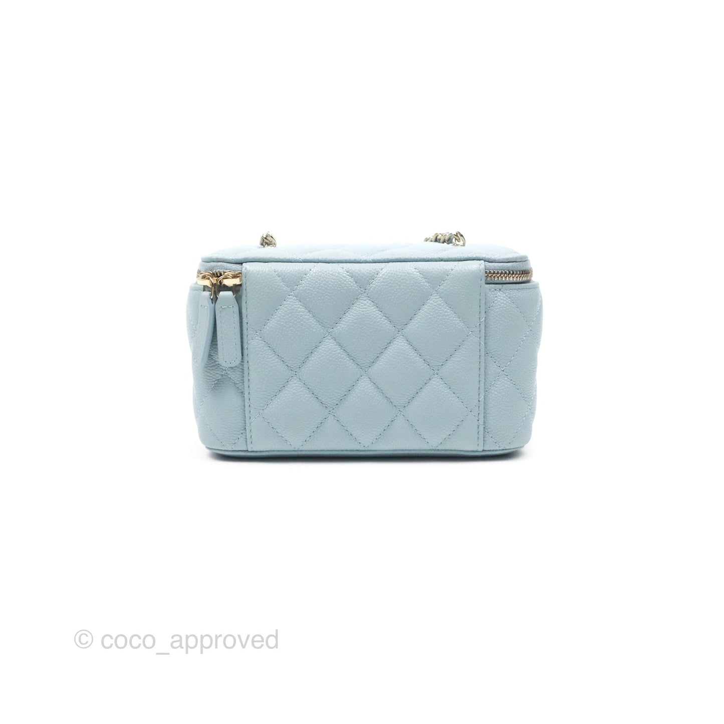 Chanel Vanity with CC Chain Light Blue Caviar Gold Hardware