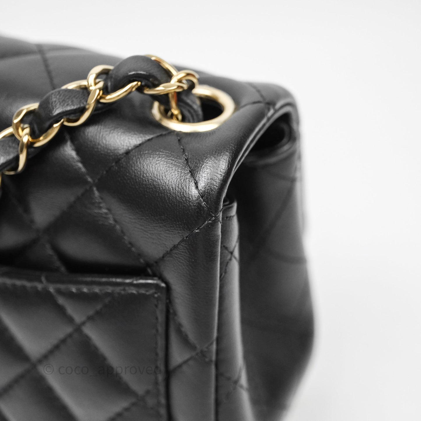 Chanel Mini Square Quilted Black Lambskin Gold Hardware