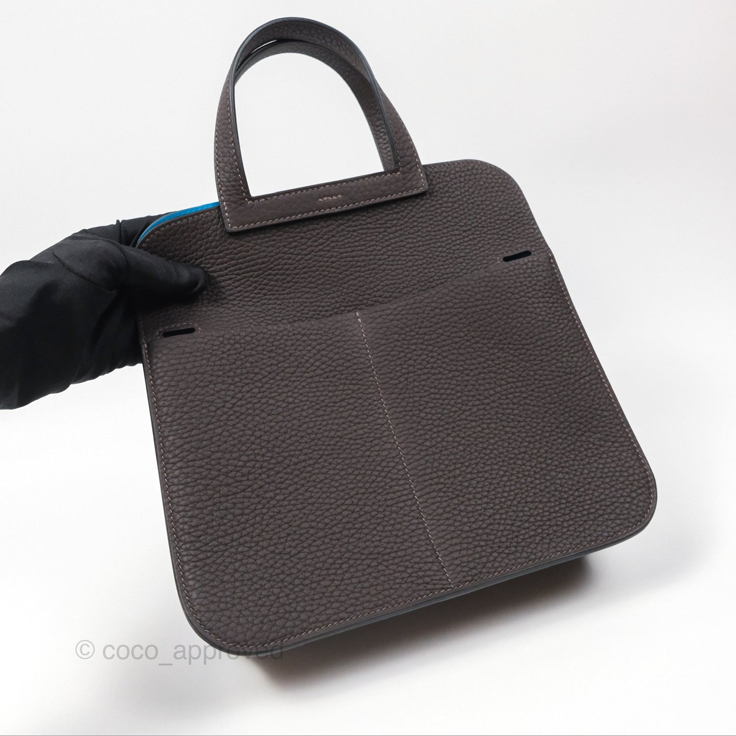 Hermès Halzan 25 Macassar 3S/ Bleu Zanzibar B3 Clemence Gold Hardware