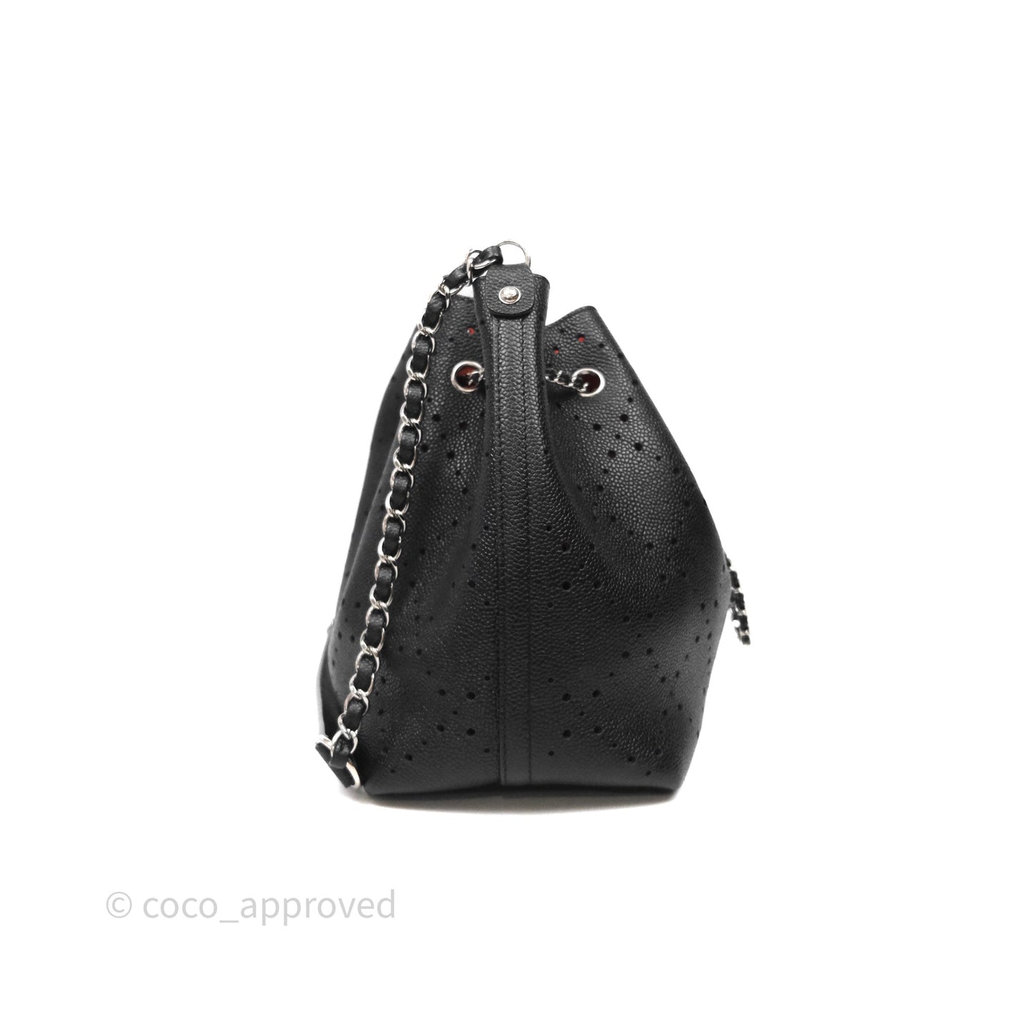 Chanel CC Drawstring Bucket Bag Black Caviar