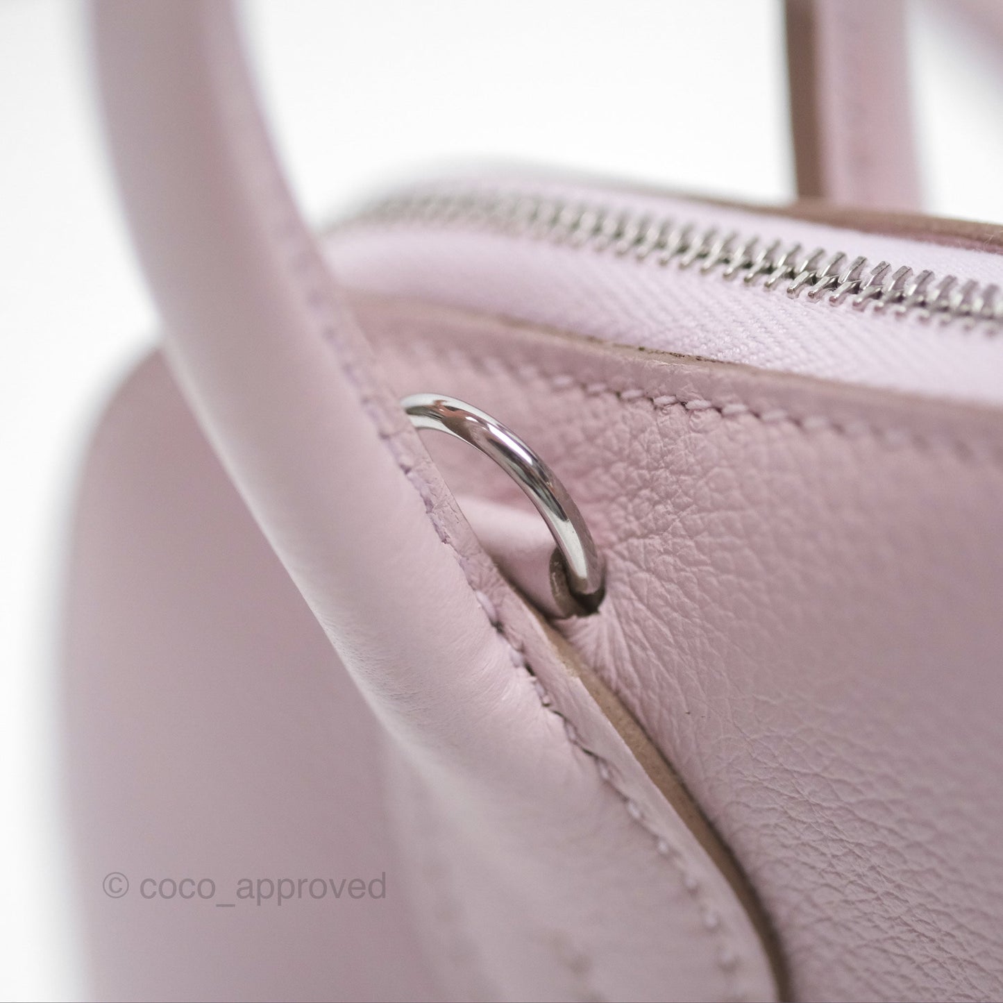 Hermès Bolide Mini 1923 Evercolor Mauve Pale 09/ Caramel 28 Palladium Hardware