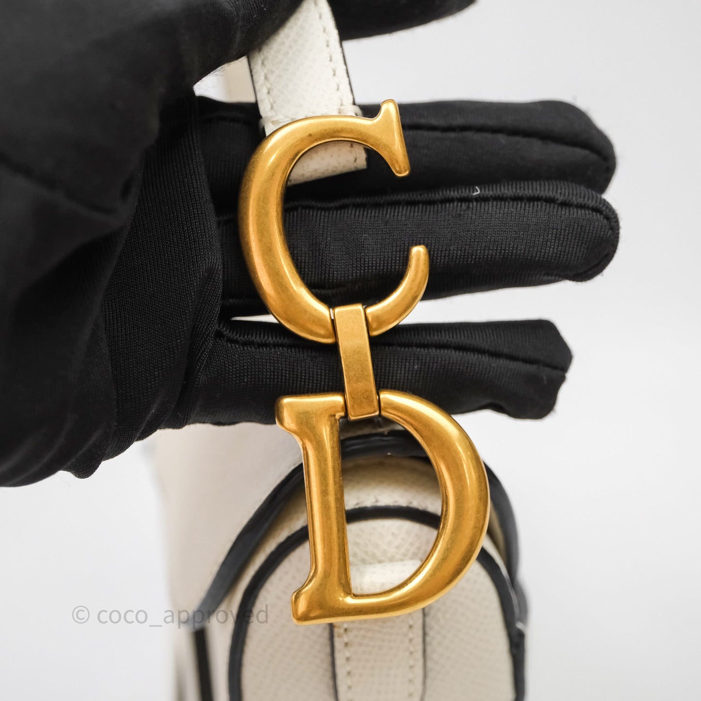 Christian Dior Mini Saddle Bag White Grained Calfskin Gold Hardware