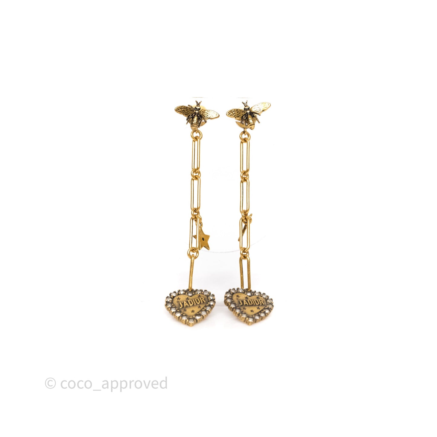 Christian Dior Bee Heart Drop JADIOR Crystals Earrings
