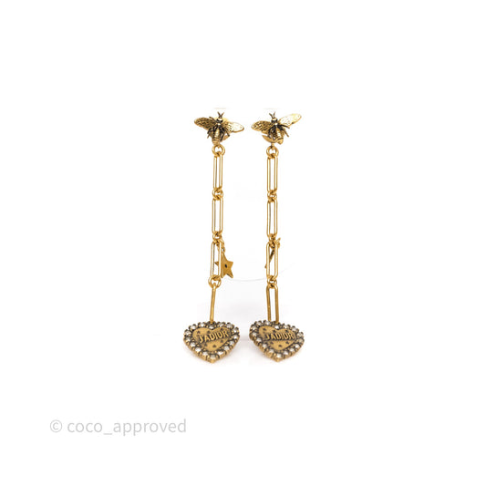 Christian Dior Bee Heart Drop JADIOR Crystals Earrings