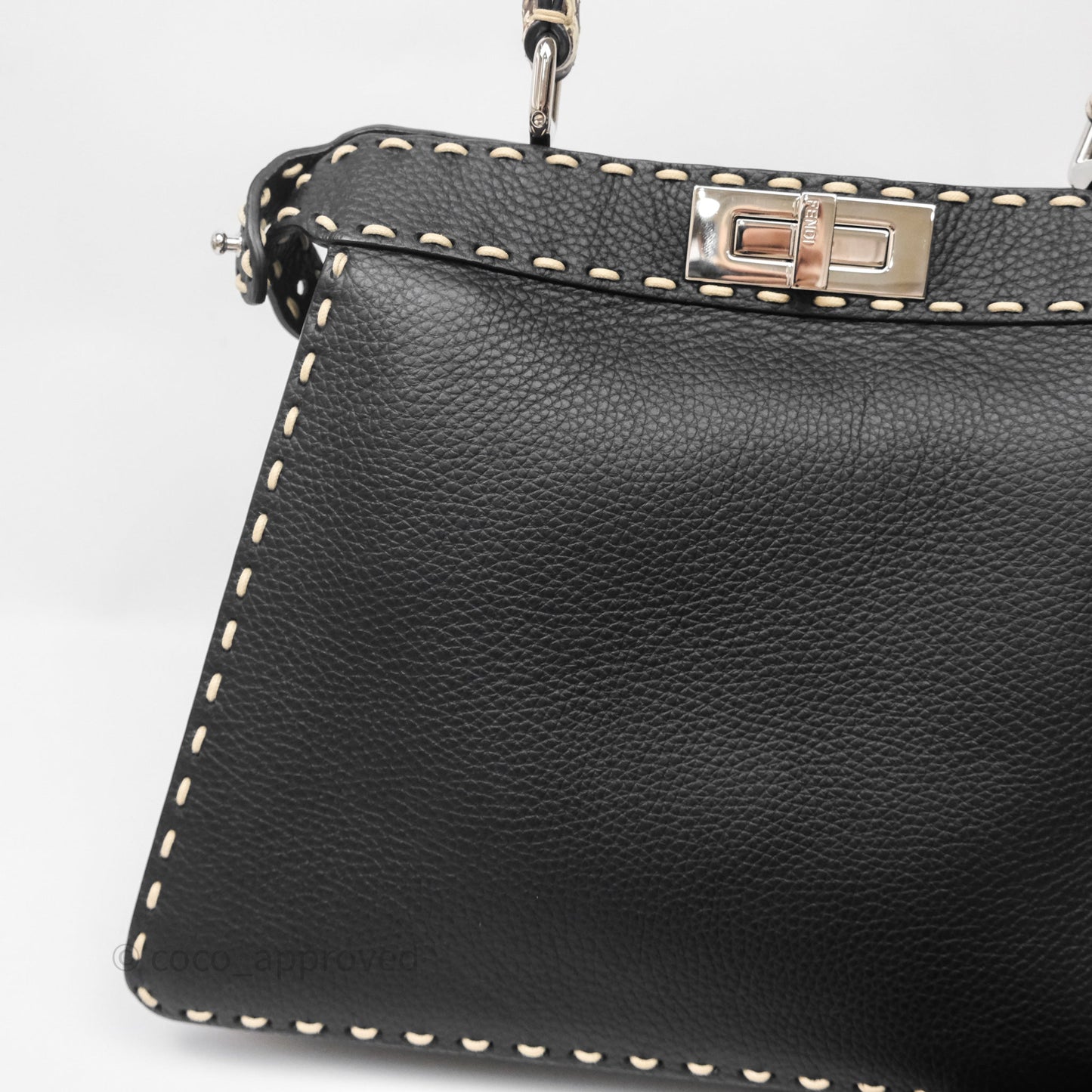 Fendi Peekaboo ISeeU Python Handle Handbag Black Calfskin Silver Hardware