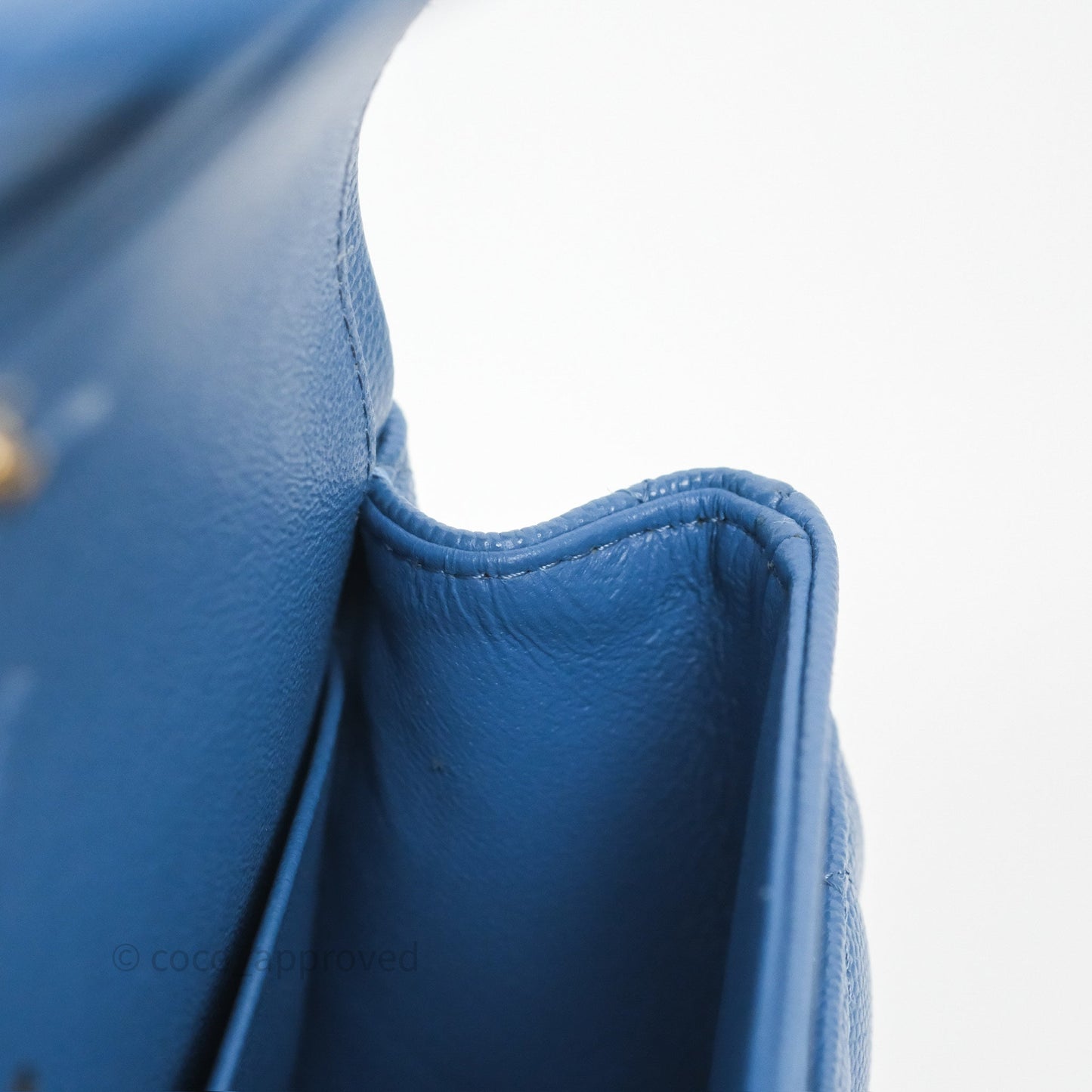 Chanel Small Classic Quilted Flap Blue Caviar Gold Hardware