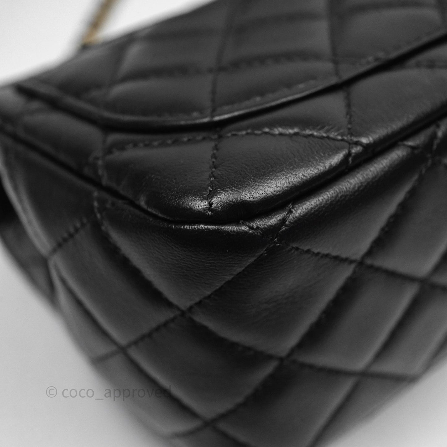 Chanel Romance Mini Square Flap Black Lambskin Aged Gold Hardware