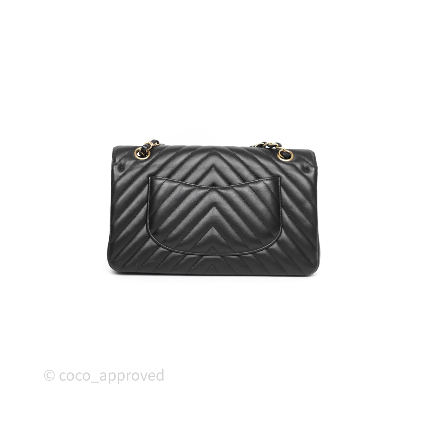 Chanel Classic Medium Flap Chevron Black Lambskin Aged Gold Hardware