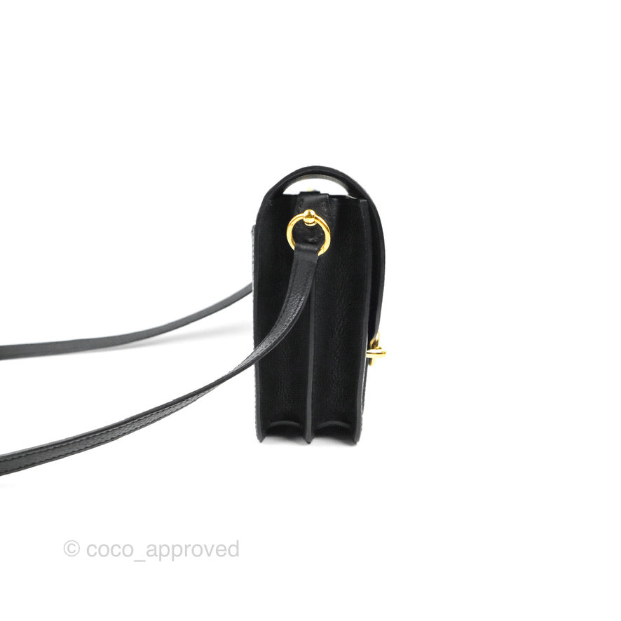 Hermès Roulis Mini 18 Black Clemence Gold Hardware