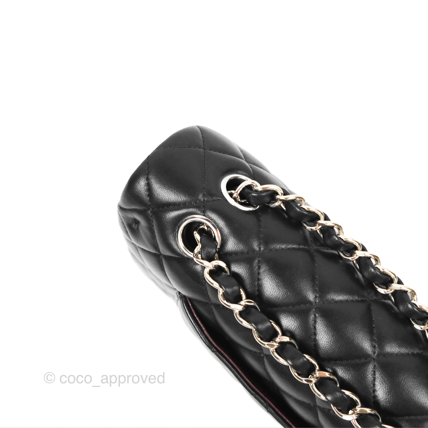Chanel Classic M/L Medium Flap Quilted Black Lambskin Silver Hardware