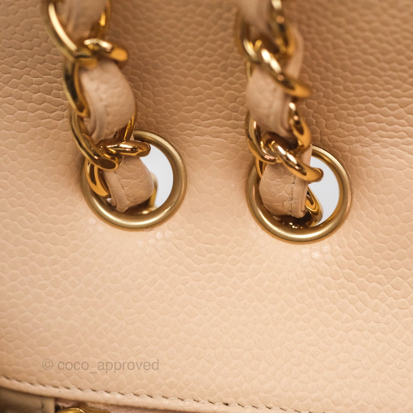 Chanel Jumbo Single Flap Quilted Beige Caviar Gold Hardware