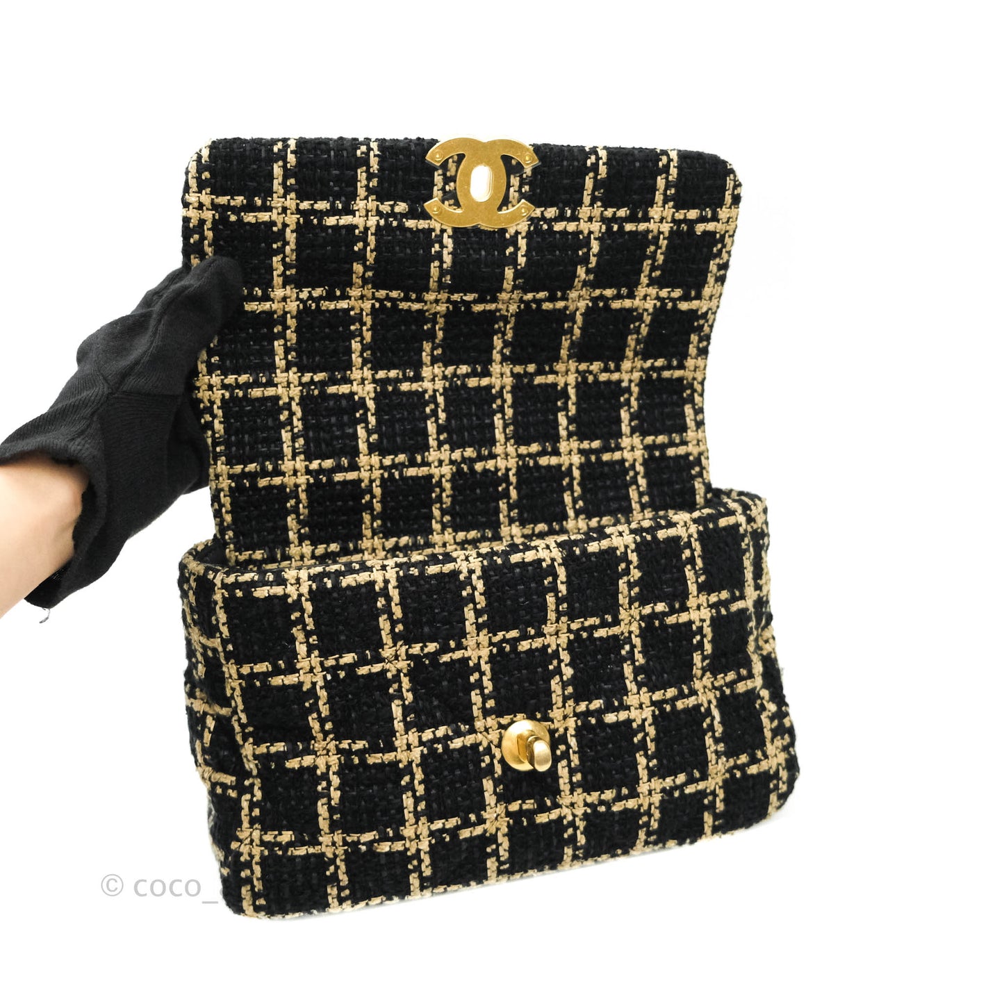 Chanel 19 Small Tweed Black Beige Mixed Hardware