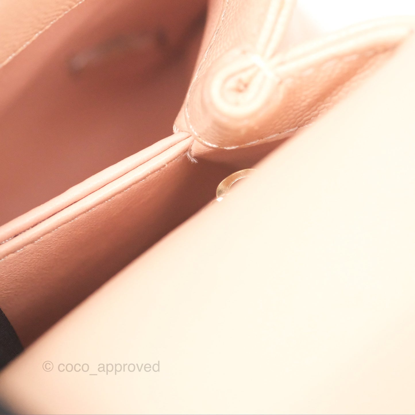 Chanel Quilted Mini Coco Handle Caviar Pink Beige Gold Hardware