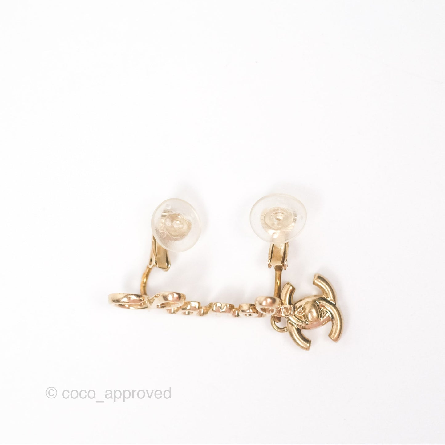 Chanel Logo CC Turnlock Ear Clips Gold Tone 22V