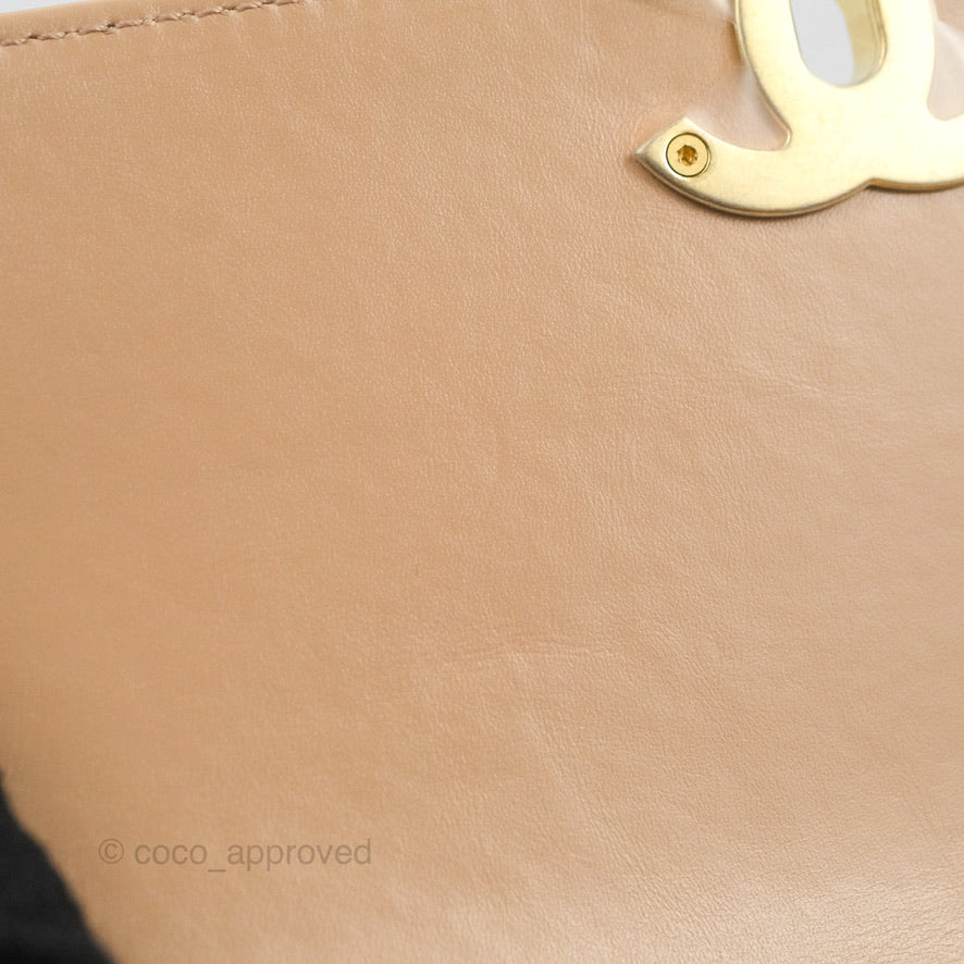 Chanel Quilted Perfect Fit Adjustable Beige Calfskin Gold Hardware 21A