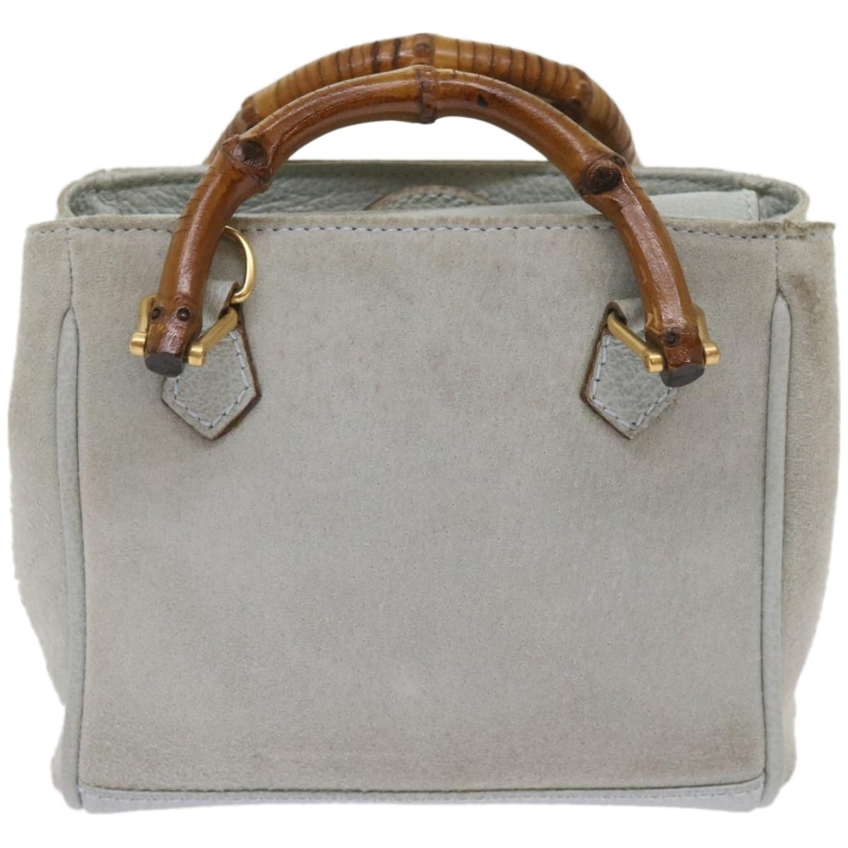 GUCCI Bamboo Hand Bag Suede 2way Light Blue 007 1793 0238  66736