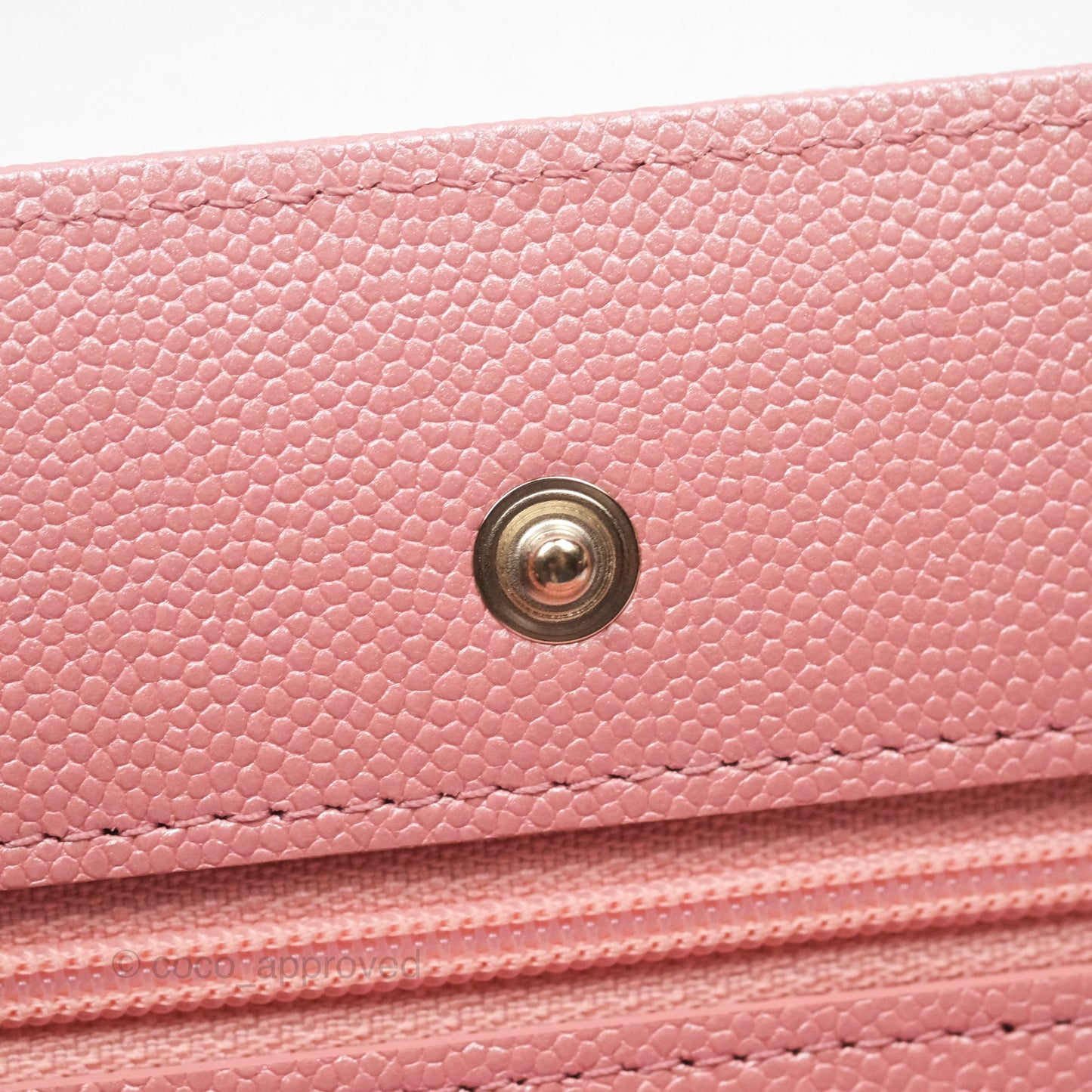 Chanel Classic Quilted Wallet on Chain WOC Iridescent Pink Caviar Gold Hardware