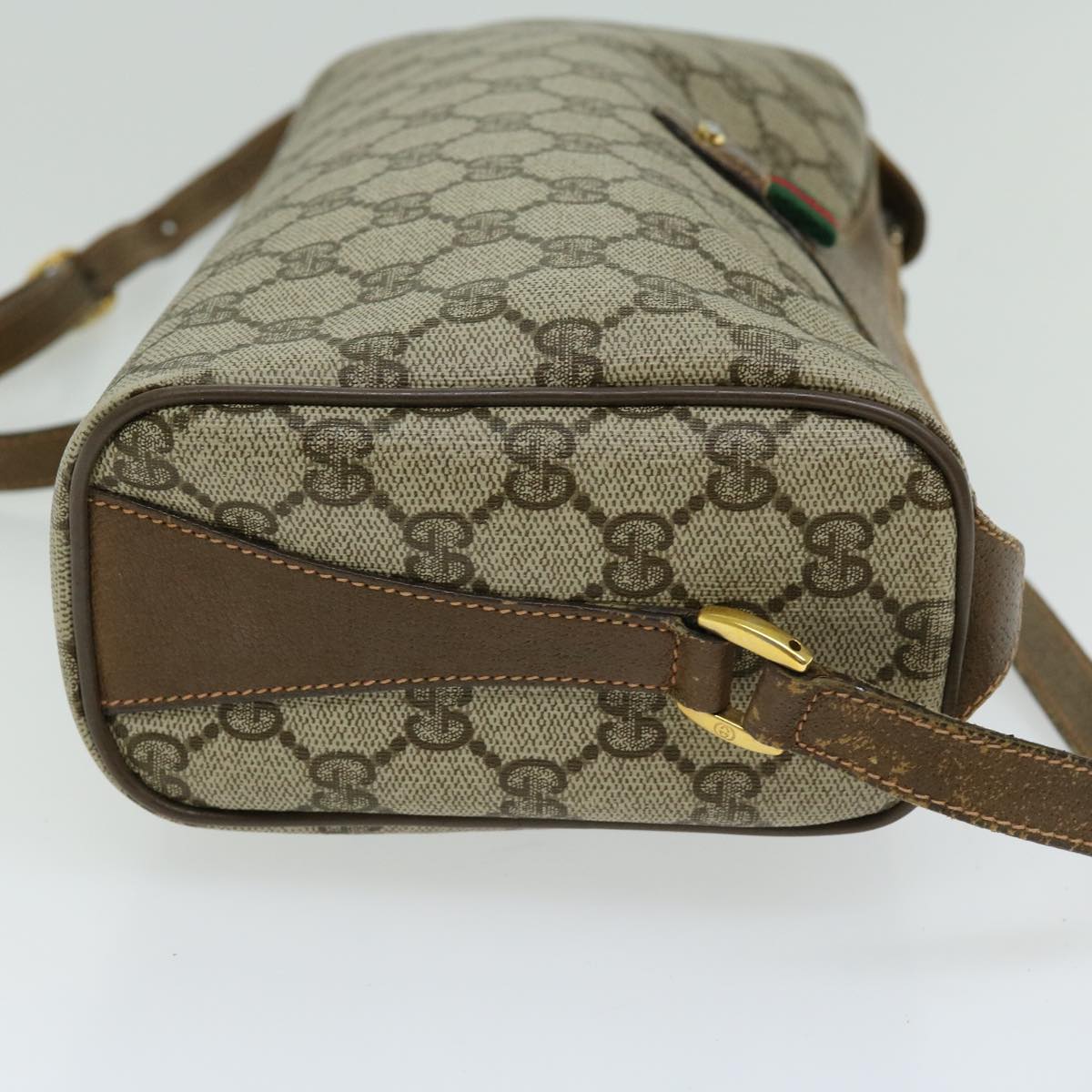 GUCCI GG Canvas Web Sherry Line Shoulder Bag PVC Beige Red Green  66739