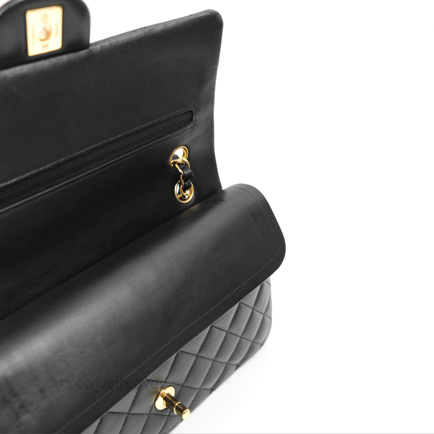 Chanel Classic M/L Medium Flap Quilted Black Lambskin Gold Hardware