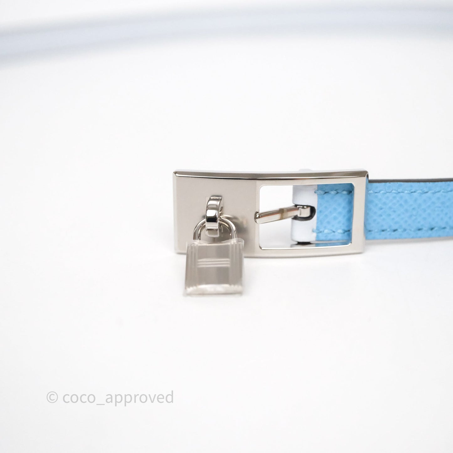 Hermès Lucky 15 Light Blue Reversible Swift/Epsom Belt Palladium Hardware