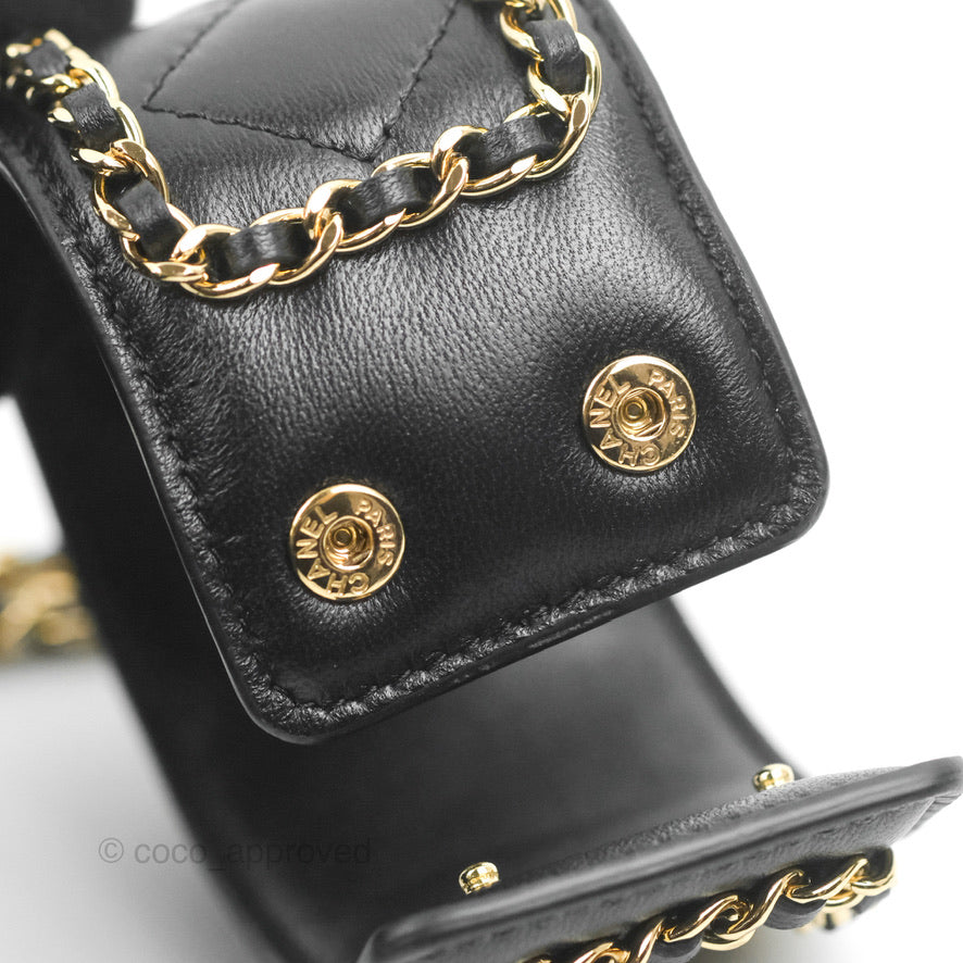 Chanel Flap Card Holder with Cuff Black Lambskin Gold Hardware